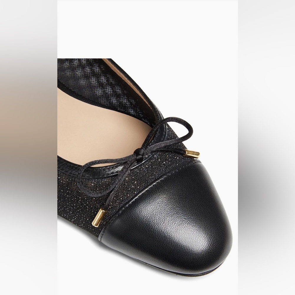 Stuart Weitzman
Sleek Bow Leather-Trimmed Sparkle Mesh Flats/ Size 8/ Like New - Picture 3 of 8
